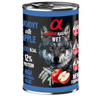 Alpha Spirit konzerva pre psa Ančovičky s červeným jablkom 400g
