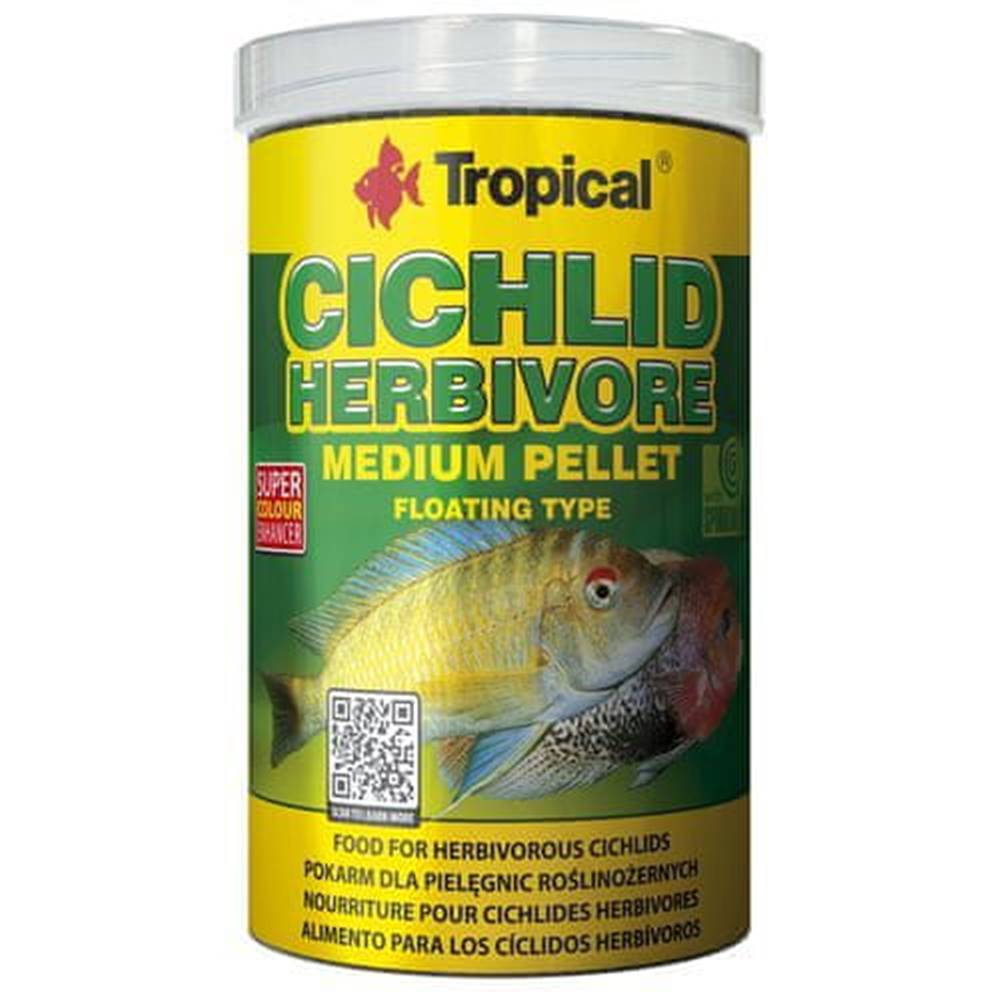 TROPICAL  Cichlid Herbivore Medium Pellet 1000ml/360g krmivo pre bylinožravé cichlidy značky TROPICAL