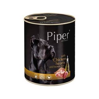 Piper  Konzerva pre psa kuracie srdiečka s hnedou ryžou 800g značky Piper
