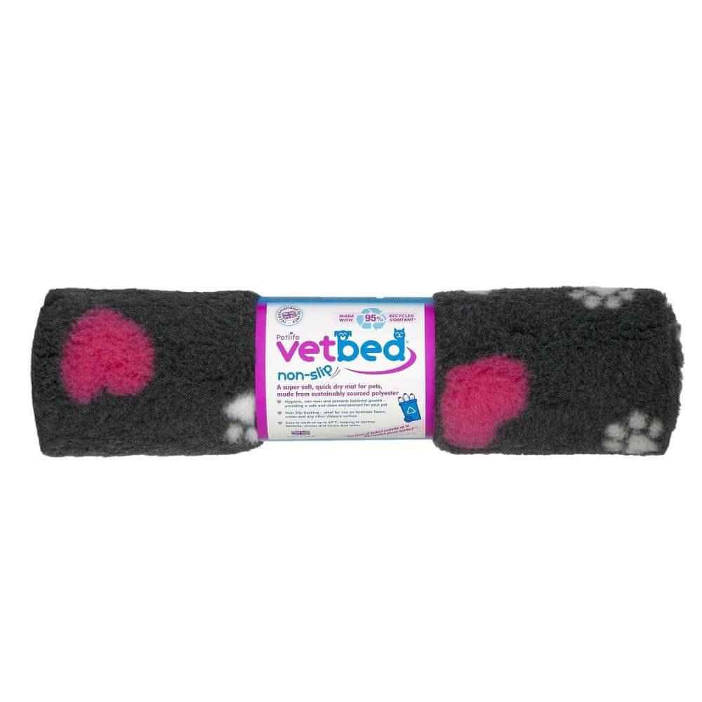 VetBed  protišmyk / Drybed grafit Ružové srdce DELUXE 100 x 75 cm,  vlas 30 mm značky VetBed