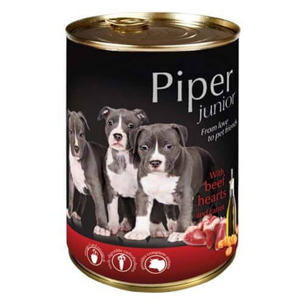Piper  JUNIOR 400g hovädzie srdce a mrkva konzerva pre šteniatka značky Piper