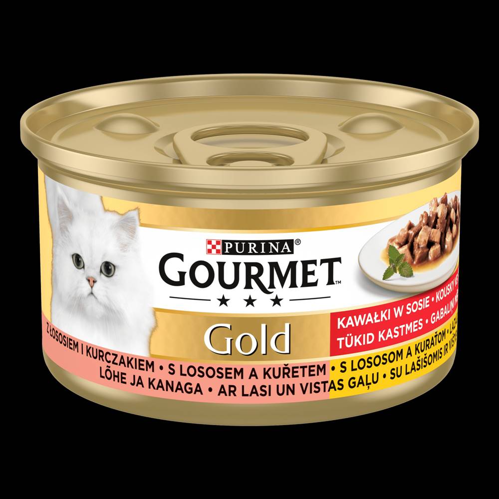 Gourmet  GOLD losos a kura v šťave 12x85 g značky Gourmet
