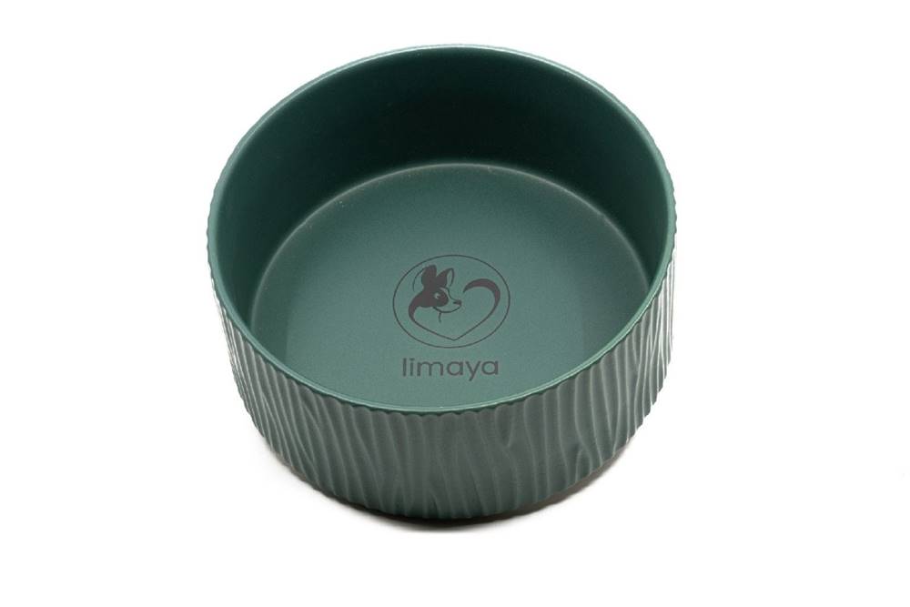 limaya  štruktúrovaná keramická miska pre psy a mačky tmavo zelená 15, 5 cm značky limaya