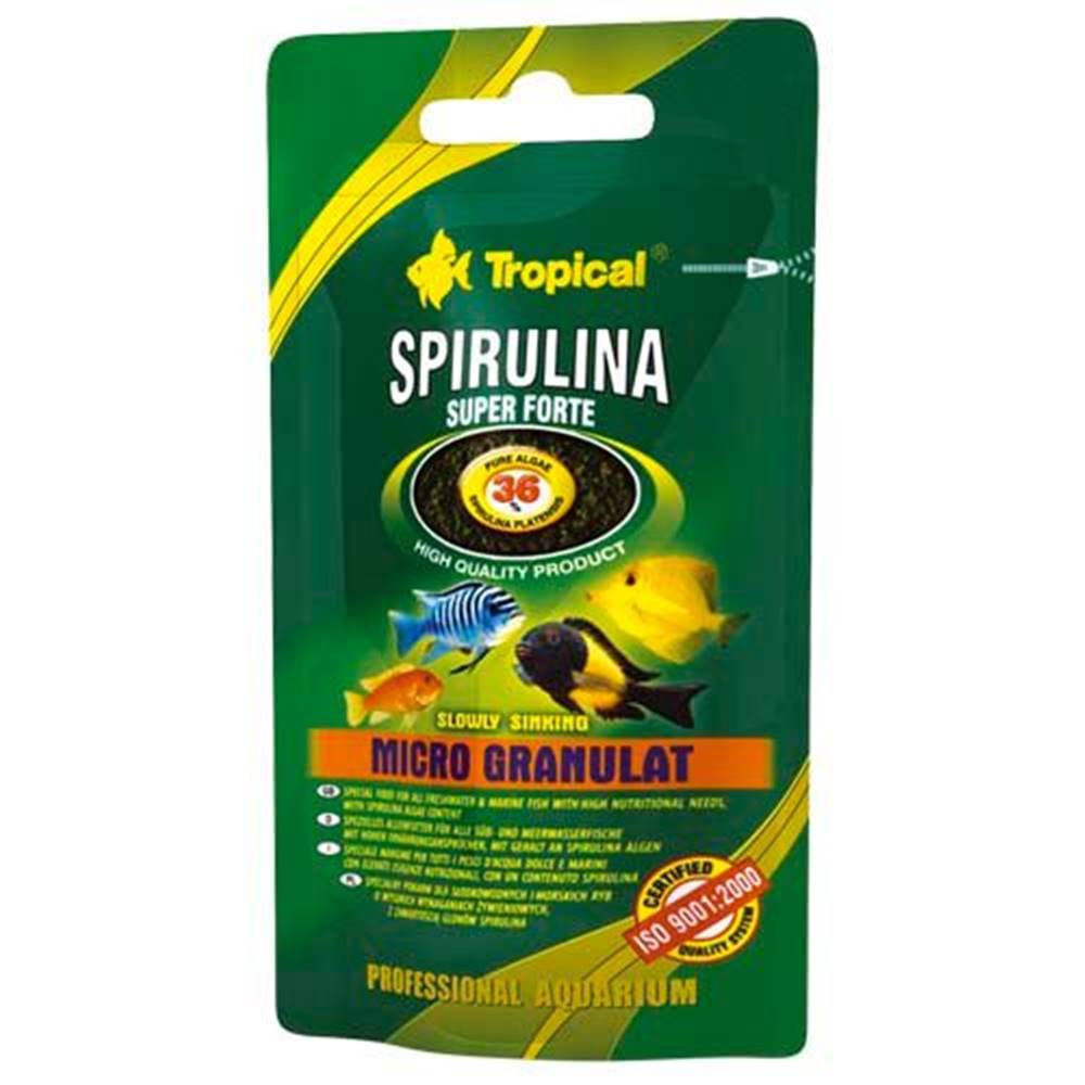 TROPICAL  Super Spirulina Forte Micro Granulat 22g špeciálne krmivo pre sladkovodné a morské ryby značky TROPICAL