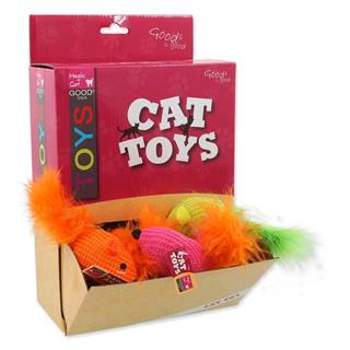 Magic Cat  Displej Hračky myška bavlnená s catnipom a pierkami 6 cm - 40 ks značky Magic Cat