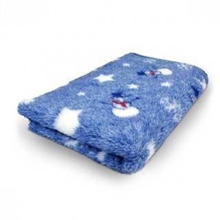 VetBed Vet bed Modrý + biele hviezdy a snehuliak 150 x 100 cm