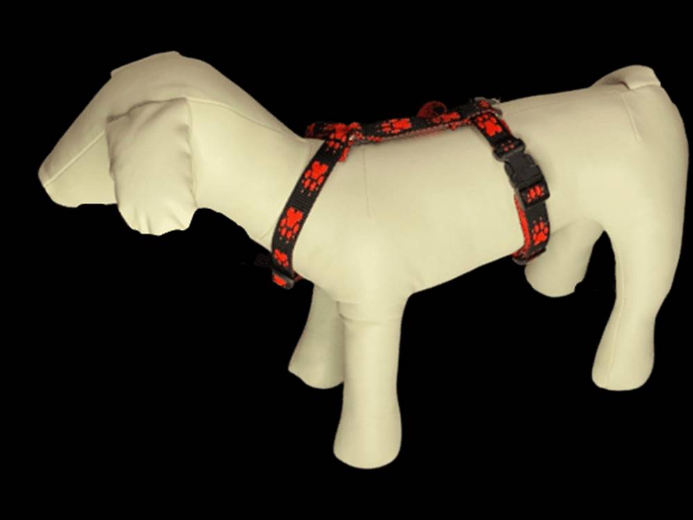 Palkar  Klasický postroj pre psov 22 cm - 40 cm veľ. 1 čierno-červená s labkami značky Palkar