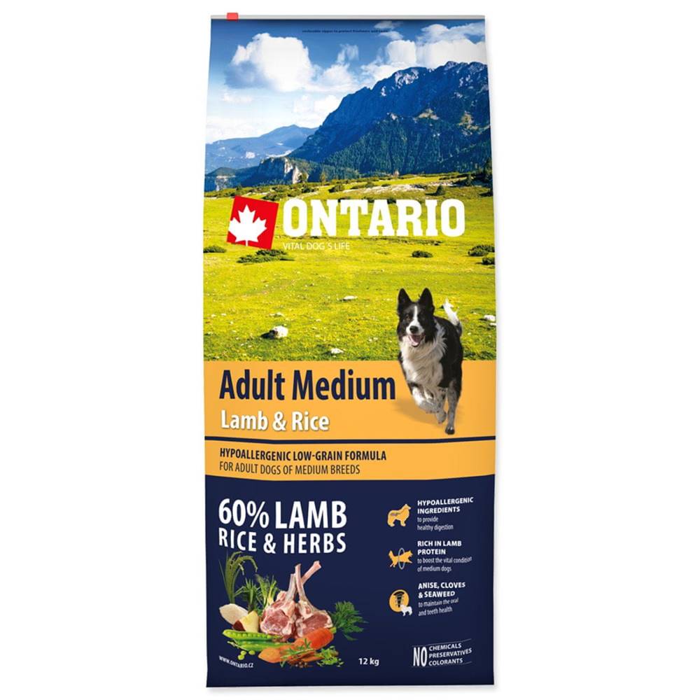 Ontario  Dog Adult Medium Lamb & Rice - 12 kg značky Ontario