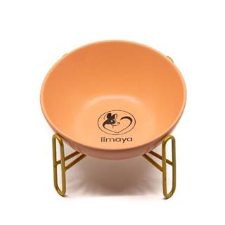 limaya  keramická miska pre psy a mačky s kovovým podstavcom oranžová skosená 15 cm značky limaya