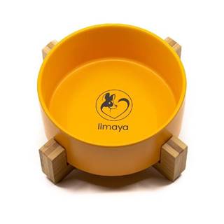 limaya  keramická miska pre psy a mačky s dreveným podstavcom oranžová 13 cm značky limaya