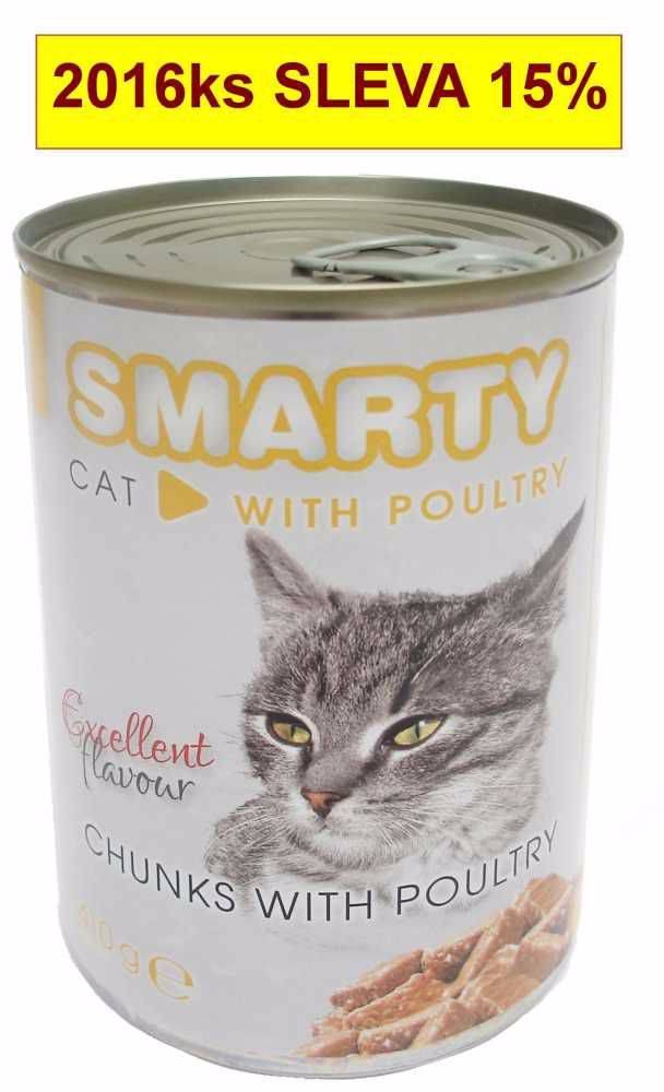 Smarty  Cat Hydinové chunks,  konzerva 410 g značky Smarty