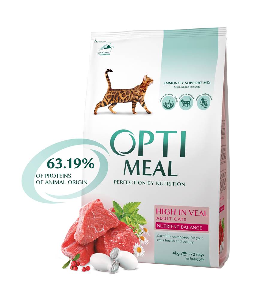 OptiMeal  Superpremium Granule pre mačky s teľacim mäsom 4 kg značky OptiMeal