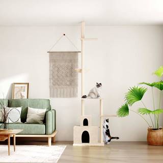 Vidaxl Strom pre mačky od podlahy po strop krémový 250, 5-276, 5 cm