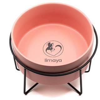 limaya keramická miska pre psy a mačky s kovovým podstavcom ružová 15, 5 cm