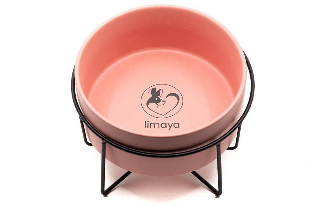 limaya  keramická miska pre psy a mačky s kovovým podstavcom ružová 15, 5 cm značky limaya