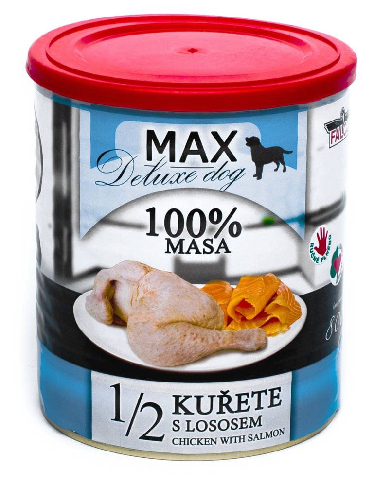 FALCO  MAX deluxe 1/2 kurčaťa s lososom 8 x 800 g značky FALCO