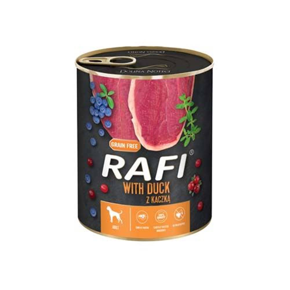 RAFI  paštéta s kačkou,  čučoriedkami a brusnicami 800g - konzerva značky RAFI