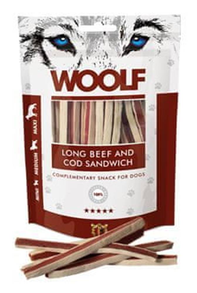 Woolf  pochúťka soft beef and cod sandwich long 100g značky Woolf