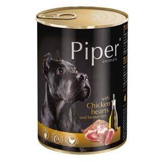 Piper ADULT 400g konzerva pre dospelých psov kuracie srdce a hnedá ryža