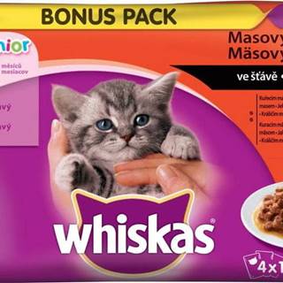 Whiskas Výprodej Whiskas 100gx 4ks kapsička junior masový výběr ve šťávě cat