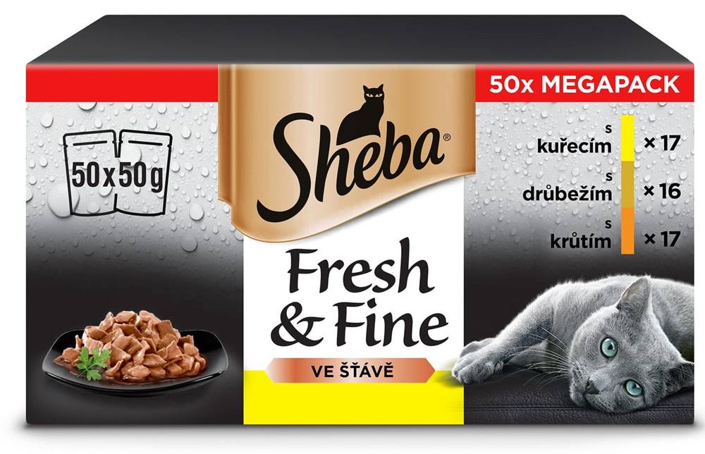 Sheba  Fresh & Fine vrecúško hydinový výber v šťave pre dospelé mačky 50×50 g značky Sheba