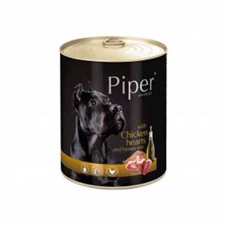 Piper ADULT 800g konzerva pre dospelých psov kuracie srdce a hnedá ryža