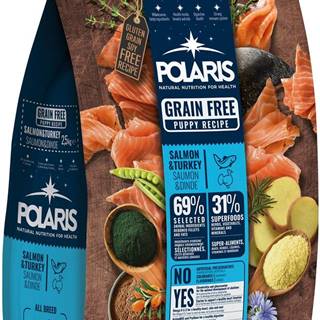 POLARIS  bezobilné granule s čerstvým mäsom Junior All Breed s lososom a morčacím 2, 5 kg značky POLARIS