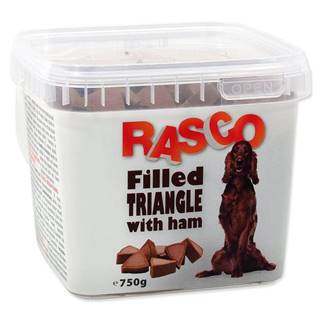 RASCO Pochúťka Dog plnené trojuholníčky so šunkou - 750 g