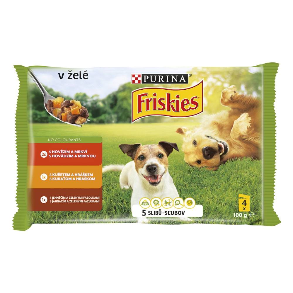 Friskies  Dog Adult Multipack hovädzie/kura/jahňacie v želé 40 x 100 g značky Friskies