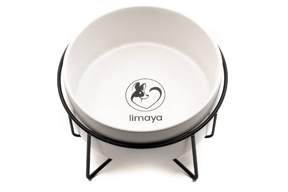 limaya  keramická miska pre psy a mačky s kovovým podstavcom biela 13 cm značky limaya