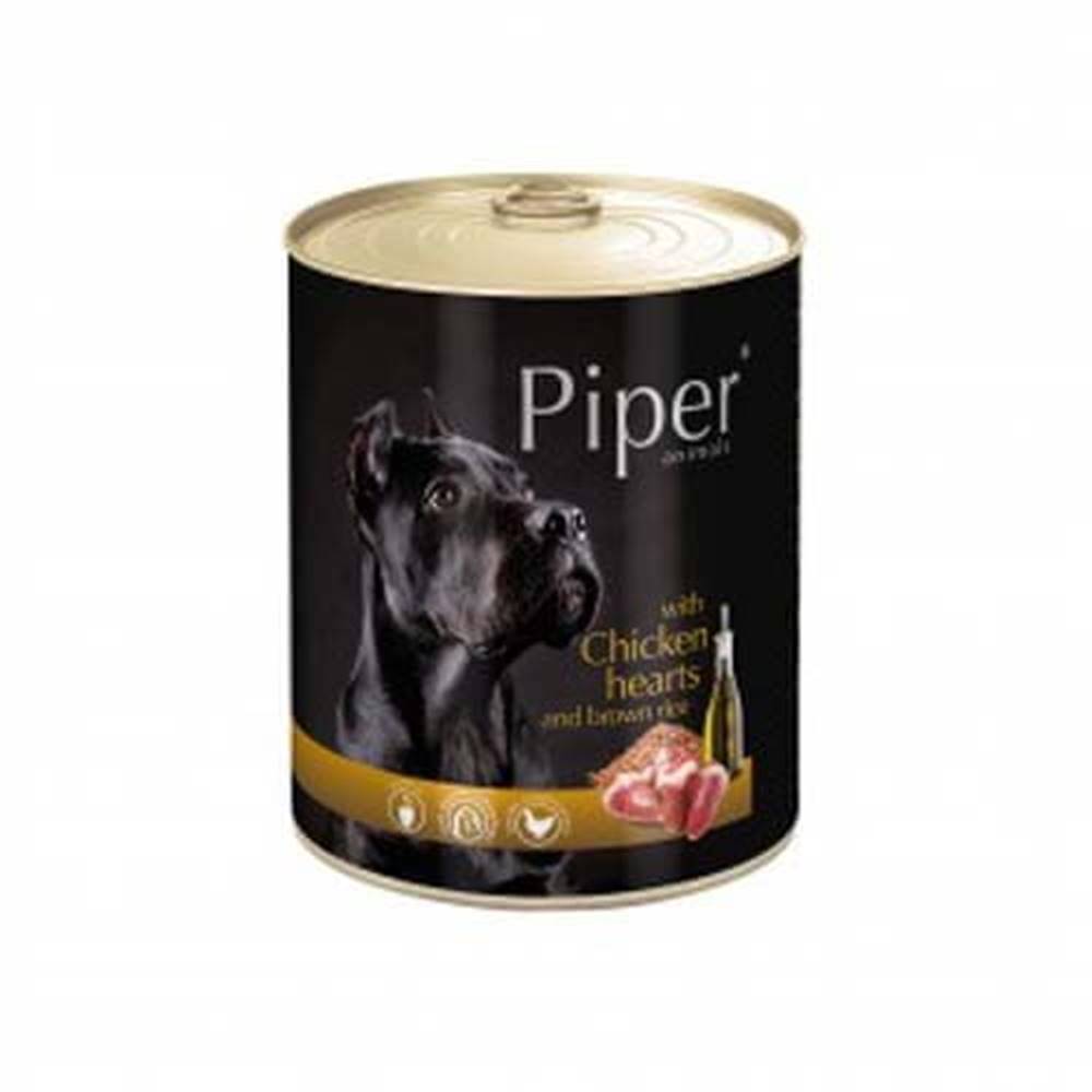 Piper  ADULT 800g konzerva pre dospelých psov kuracie srdce a hnedá ryža značky Piper