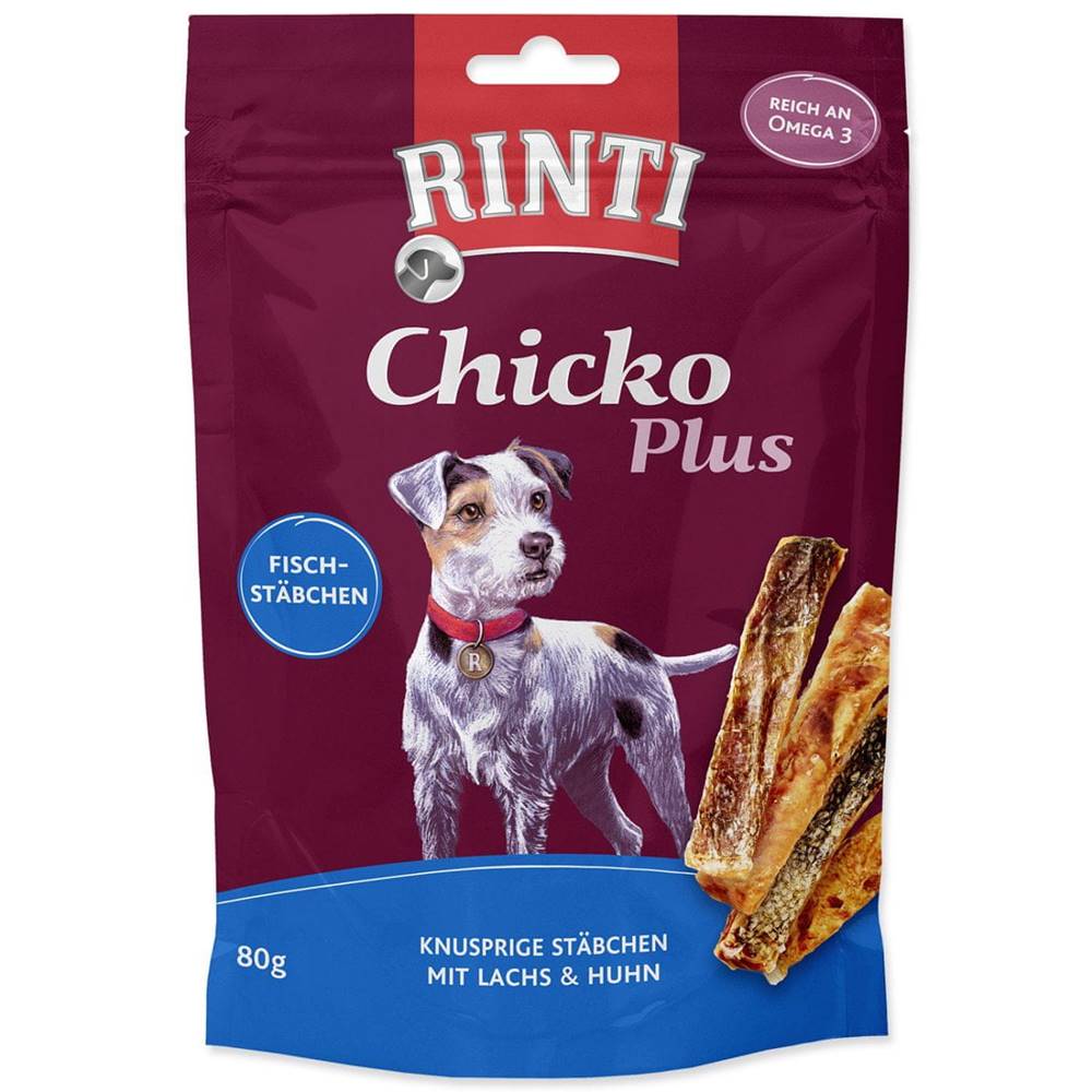 RINTI  Pochúťka Extra Chicko Plus losos + kura - 80 g značky RINTI