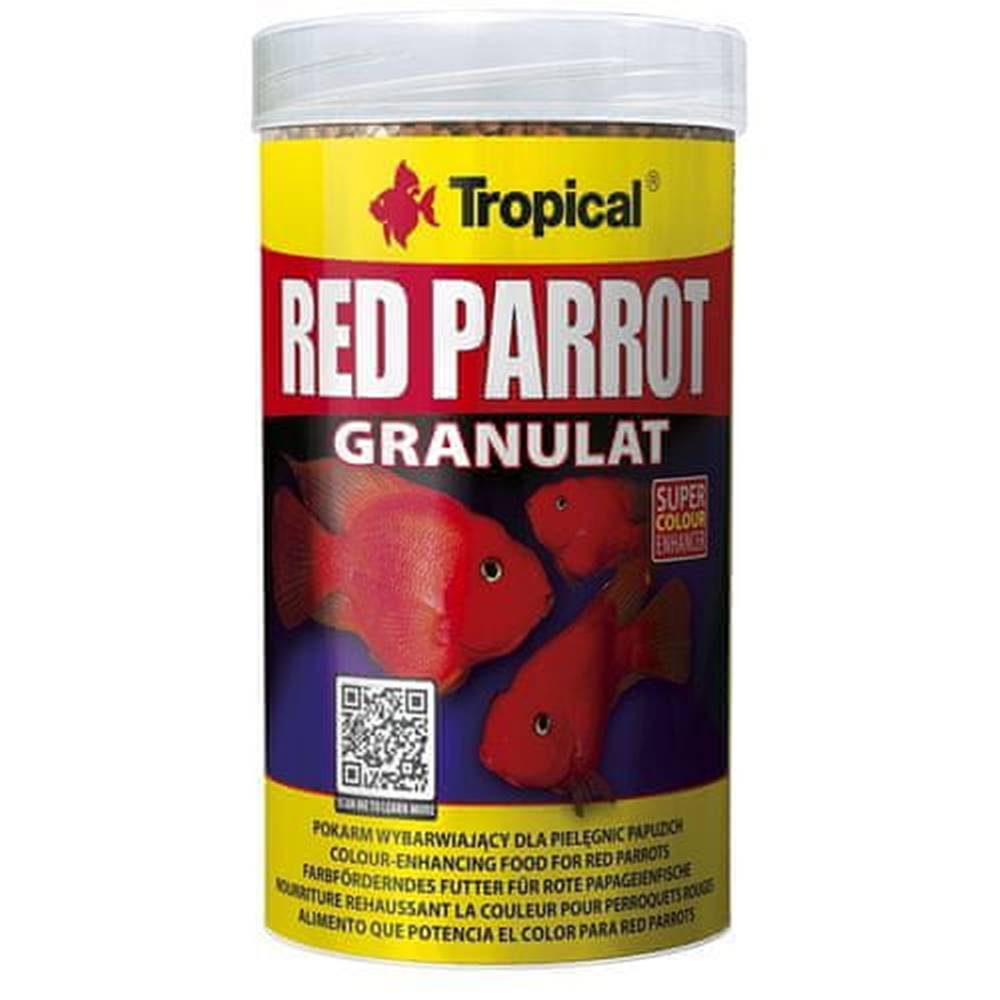 TROPICAL  Red Parrot Granulat 250ml/100g vyfarbujúce krmivo pre papagájové cichlidy značky TROPICAL