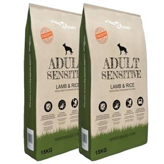 Vidaxl Prémiové krmivo pre psov Adult Sensitive Lamb & Rice,  2 ks,  30 kg
