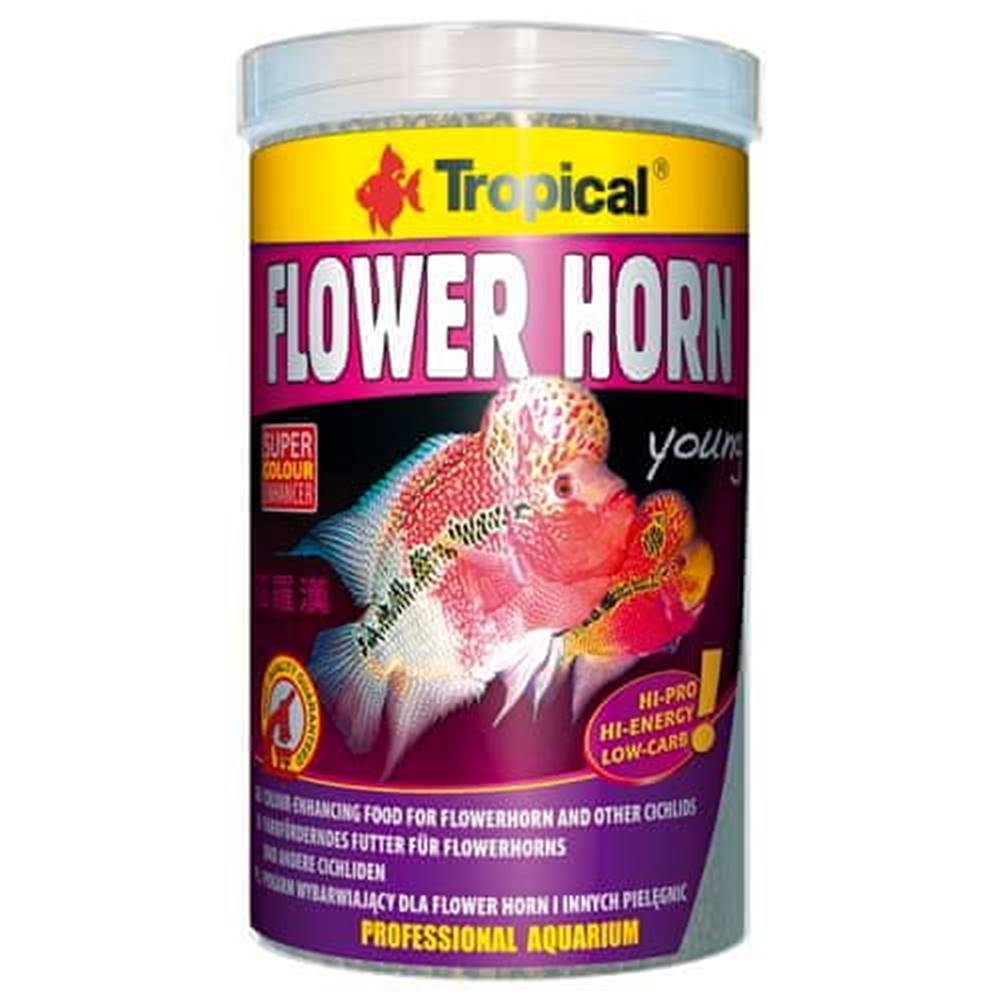 TROPICAL  Flower Horn Young Pellet 1000ml/380g vyfarbujúce krmivo pre Flower Horn a iné cichlidy značky TROPICAL