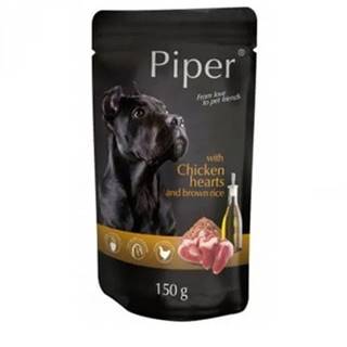 Piper  Kapsička pre psa s kuracími srdciami a hnedou ryžou 150g značky Piper
