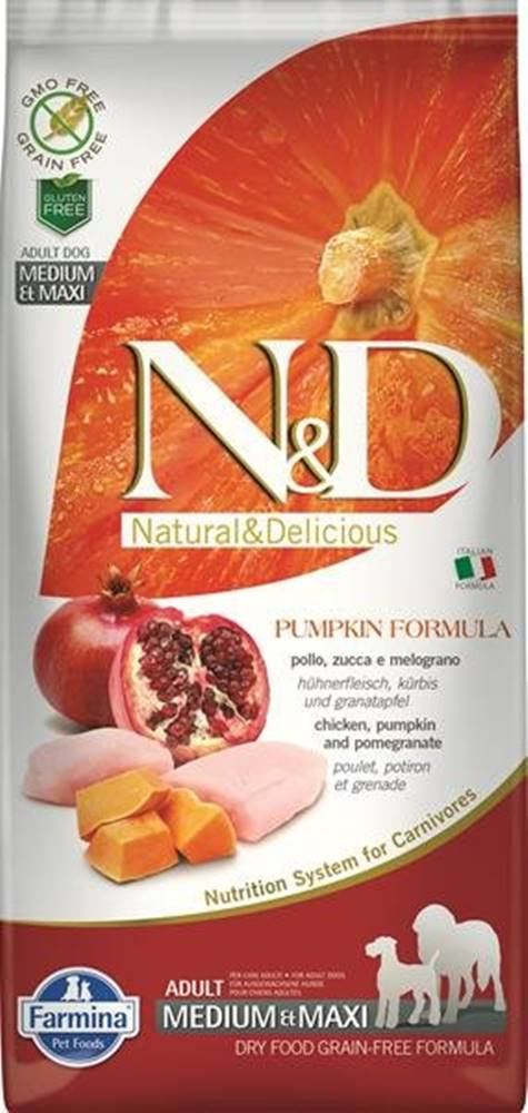 Farmina  N&D dog PUMPKIN (GF) adult medium & maxi,  chicken & pomegranate 12kg značky Farmina