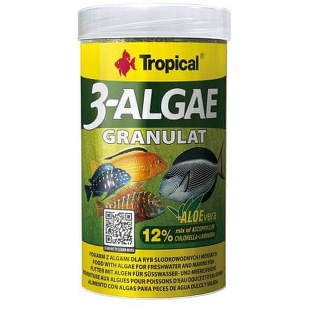 TROPICAL  3-Algae Granulat 1000ml/440g krmivo s riasami pre sladkovodné a morské ryby značky TROPICAL
