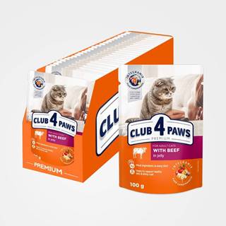 Club4Paws Premium  Kapsička pre mačky s hovädzím mäsom v želé (24x100g) 2.4kg značky Club4Paws Premium