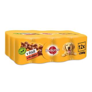 Pedigree  konzerva hovädzie v želé pre dospelých psov 12 x 1, 2 kg značky Pedigree