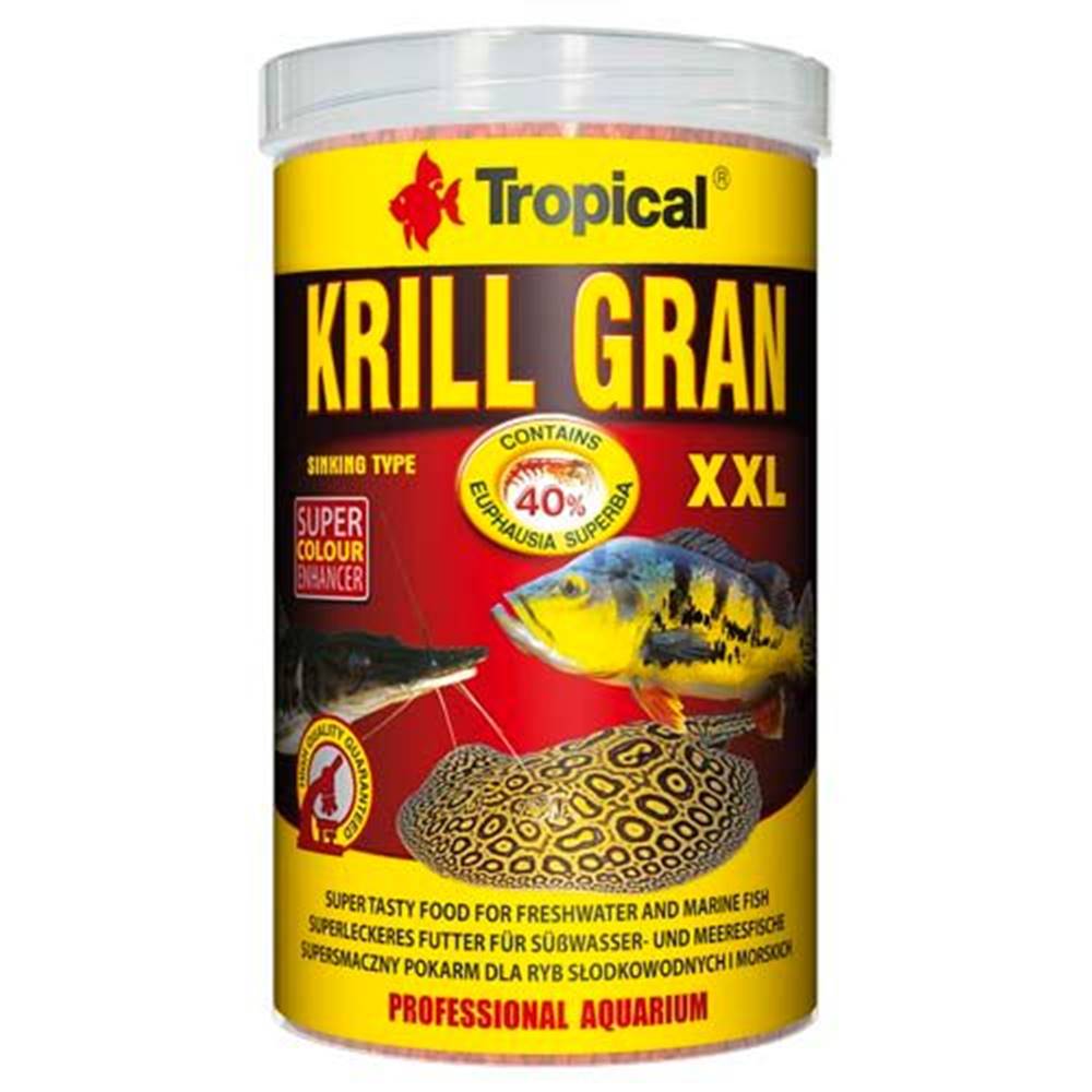 TROPICAL  Krill Gran XXL 1000ml/500g viaczložkové krmivo na vyfarbenie vo forme ponárajúceho sa granulátu značky TROPICAL