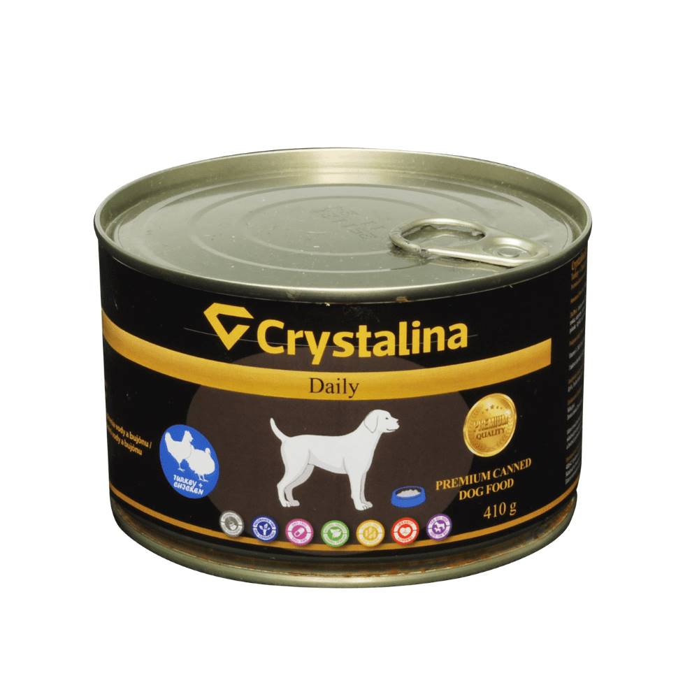 Crystalina  Daily canned dog food - konzerva z morčacieho a kuracieho mäso 410g značky Crystalina