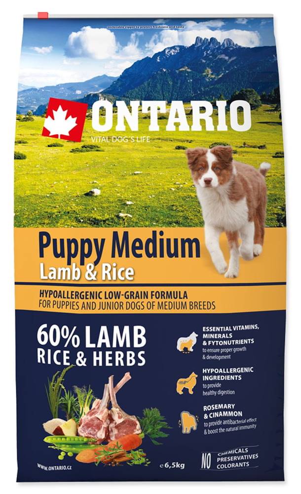 Ontario  Puppy Medium Lamb & Rice 6, 5kg značky Ontario