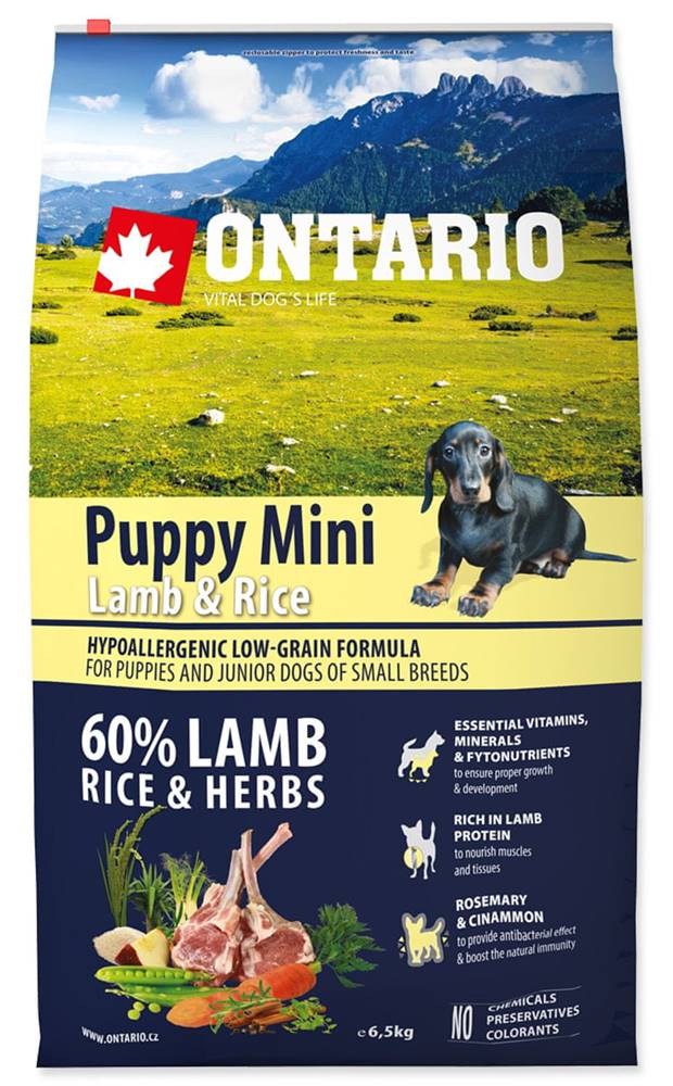 Ontario  Puppy Mini Lamb & Rice 6, 5kg značky Ontario