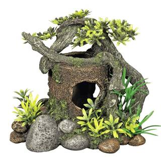 Nobby  Akvaríjna dekorácia Drevo s úkrytom a rastlinami 18cm značky Nobby