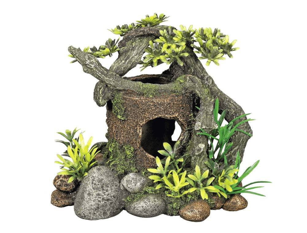 Nobby  Akvaríjna dekorácia Drevo s úkrytom a rastlinami 18cm značky Nobby