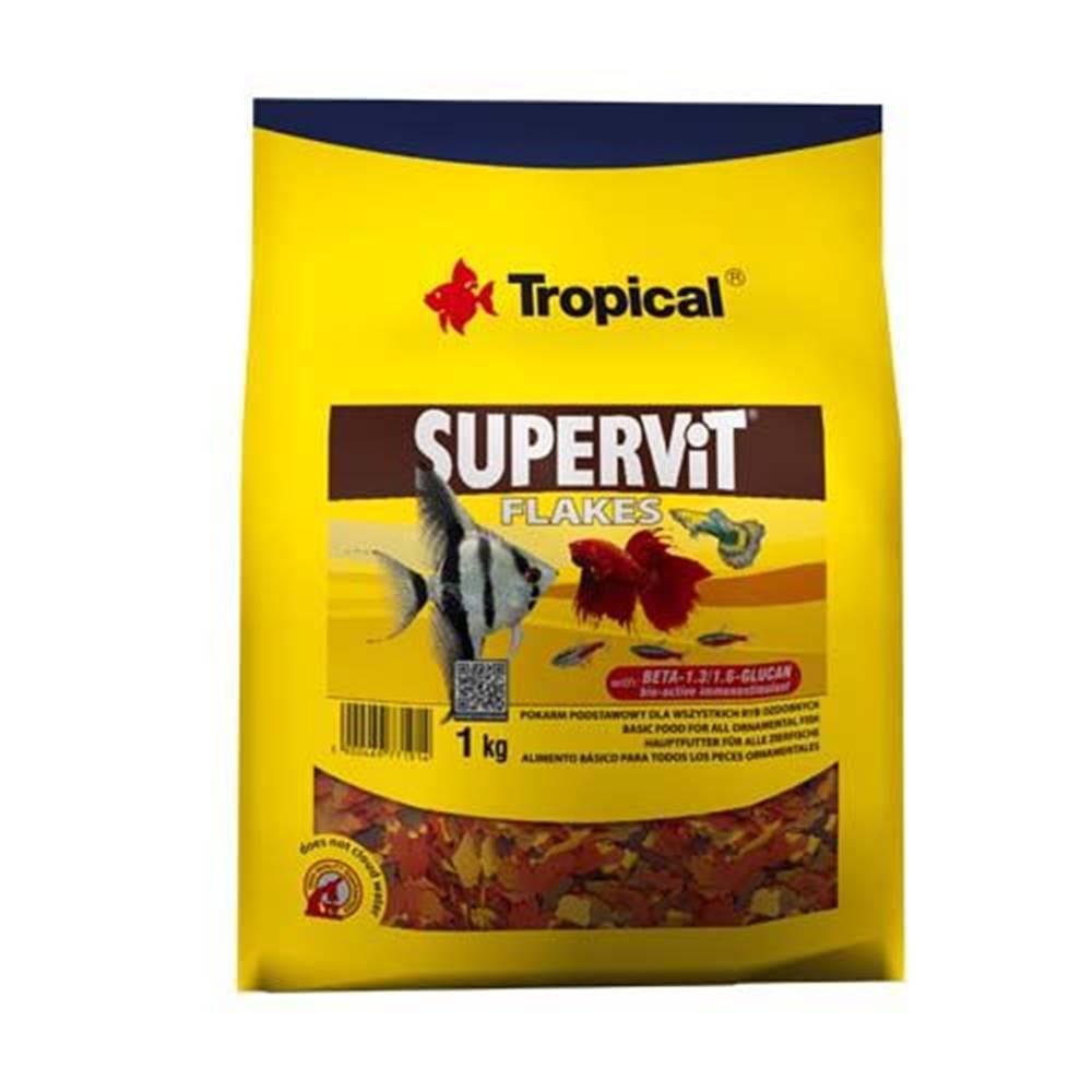 TROPICAL  Supervit Flakes 1kg základné vločkové krmivo pre akváriové ryby značky TROPICAL