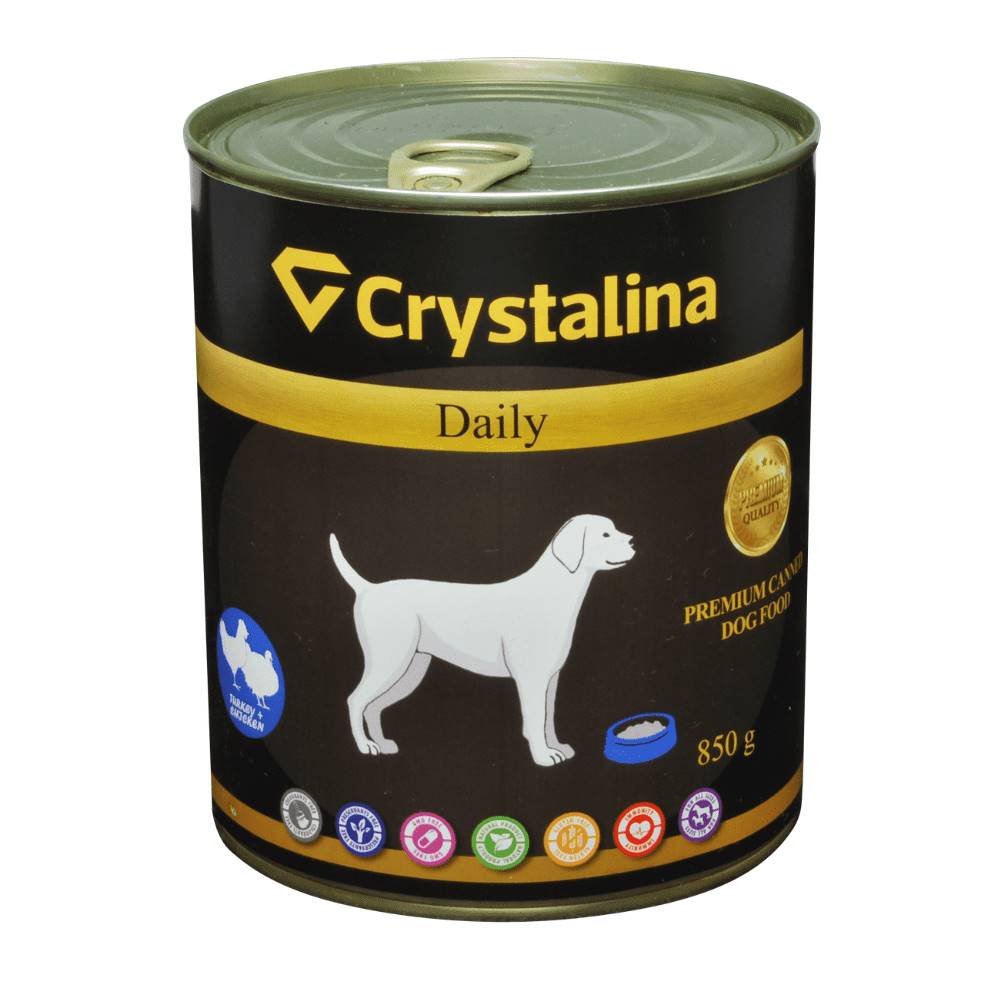 Crystalina  Daily canned dog food - konzerva z morčacieho a kuracieho mäso 850g značky Crystalina