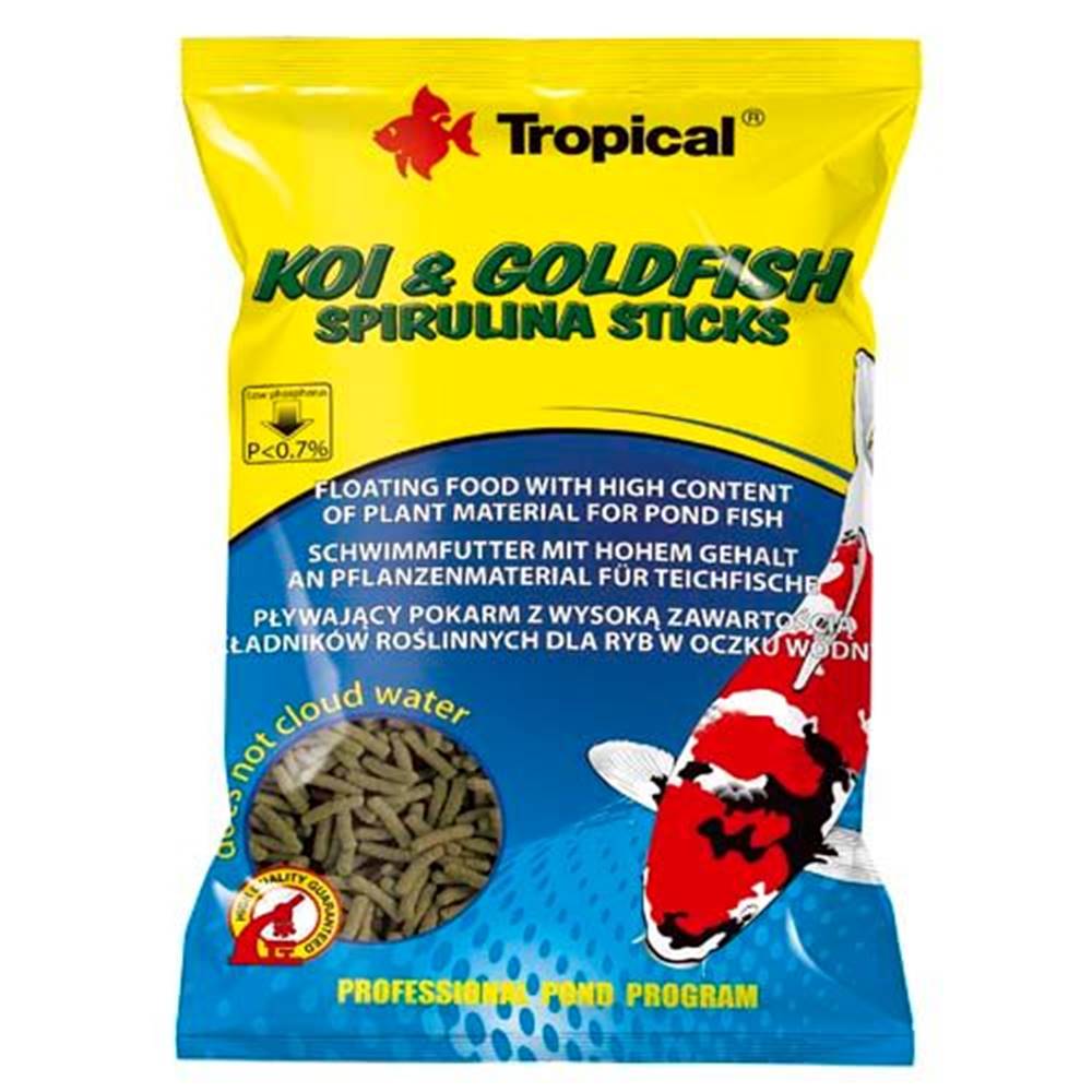 TROPICAL  Koi&Goldfish Spirulina Sticks 1l/90g plávajúce krmivo pre ryby do jazierka značky TROPICAL